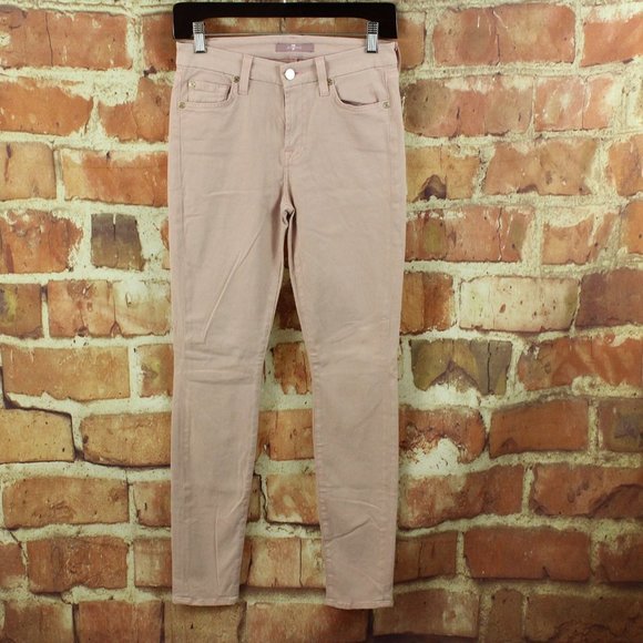 7 FOR ALL MANKIND Jeans Mid Rise Skinny Contour Womens 26 Blush Pink $178 EUC - Picture 5 of 12